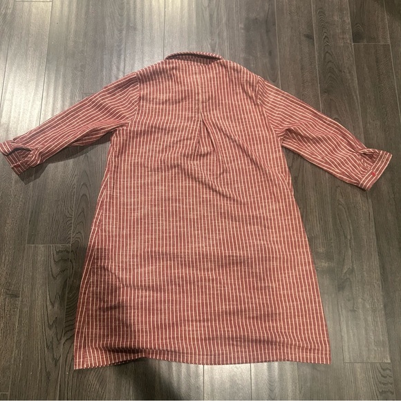 Striped Button-Up Dress with Collar - Picture 6 of 9